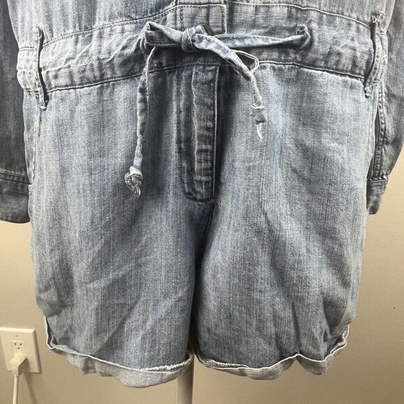 Rails Johnny Indigo Chambray Blue Romper XS Long Sleeve Tencel Linen - Picture 7 of 16